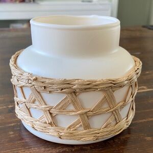 Double-Wick White Candle with Woven Accent